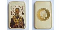 Silver coin with massive gold plated „St. Nicholas the Wonderworker“